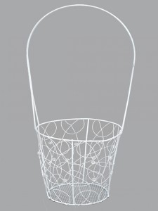 WIRE BEADED BASKET WHITE
